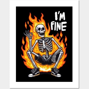 Skeleton On Fire, I'm Fine Posters and Art